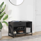 Shoe Bench Black 80x40x53.5 cm Engineered Wood and Metal 849224