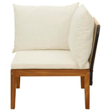 Garden Corner Sofa with Cushions Solid Acacia Wood & Rope 42022075