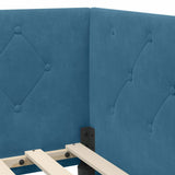 Corner Bed Frame with Headboard Blue 80 x 200 cm Velvet 42016512
