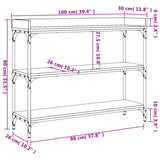 ZNTS Console Table with Shelves Smoked Oak 100x30x80 cm 837809