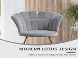 Velvet-Feel Lotus Petal Accent Chair - Grey T3398P340946