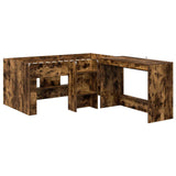 Kids'High Bed Frame with Desk 2 pcs Smoked Oak Engineered Wood 3423466