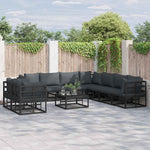 Garden Sofa Set with Cushion Black Aluminium 3378882