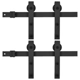 Sliding Door Hardware Kits 2 pcs 183 cm Steel Black 3059844