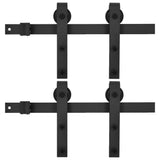 Sliding Door Hardware Kits 2 pcs 183 cm Steel Black 3059844