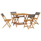 5 Piece Garden Dining Set Grey Polypropylene and Solid Wood 3281782