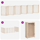 Dog Gate with Door Foldable 12 Panels 600 cm Poplar Wood 3155701