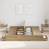 Storage Bed Frame Artisan Oak 200 x 200 cm Engineered Wood 3335268