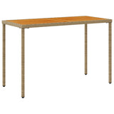 Garden Table with Acacia Wood Top Beige 115x54x74 cm Poly Rattan 365078