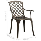 Garden Chair Set of 2 Bronze Cast Aluminium Standard Durable 315570