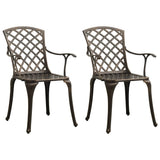Garden Chair Set of 2 Bronze Cast Aluminium Standard Durable 315570
