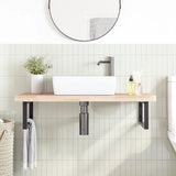 Basin Shelf Wall Mounted Steel and Solid Wood Beech 3302437