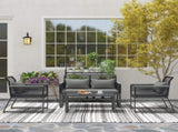 4 Pieces Rattan Garden Furniture Set - Charcoal Grey T3398P327960
