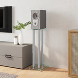 Speaker Stands 2 pcs Silver Tempered Glass 3 Pillars Design 51802