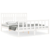 Bed Frame without Mattress White King Size Solid Wood Pine 3192432