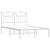 Metal Bed Frame without Mattress with Headboard White 120x200cm 353486