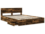 Bed Frame with Drawer Smoked Oak 140 x 200 cm Engineer Wood 3407988