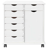 Rolling Cabinet White 63.5 x 39 x 65.5 cm Solid Pine Wood 42028377
