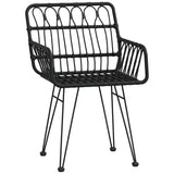 3 Piece Garden Dining Set Black Poly Rattan 3157830