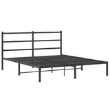 Metal Bed Frame without Mattress with Headboard Black 150x200cm 355367