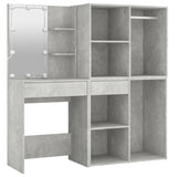 LED Dressing Table with 2 Cabinets Concrete Grey Engineered Wood 3082030