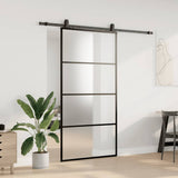 Sliding Door with Hardware Set Black 102,5x205 cm ESG Glass 3375941