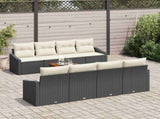 Garden Sofa Set with Cushion 9 pcs Black Poly Rattan 3347803