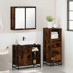 ZNTS 3 Piece Bathroom Furniture Set Smoked Oak Engineered Wood 3301027