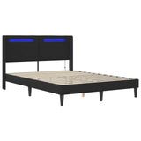 Bed Frame with LED Strip Lights Black 135 x 190 cm Faux Leather 42027994