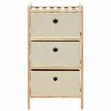 Storage Racks with 3 Fabric Baskets 2 pcs Beige Cedar Wood 276231