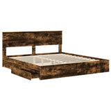 Storage Bed with Drawer Smoked Oak 180 x 200 cm Engineered Wood 3408435