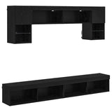 TV Wall Units with LED 6 pcs Black Oak Engineered Wood 3402964