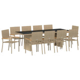 Garden Dining Set 11 pcs Beige Poly Rattan 3365419