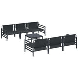 Garden Sofa Set with Cushion 7 pcs Black Steel 3378956