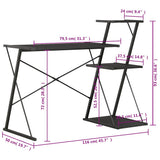 20288 Desk with Shelf Black 116x50x93 cm