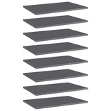Bookshelf Boards 8 pcs High Gloss Grey 60x40x1.5 cm Engineered Wood 805265