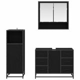 Bathroom Furniture Set 3 pcs Black Oak Engineered Wood 3402380