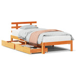ZNTS Bed Frame with Drawers without Mattress Wax Brown 75x190 cm Small Single 3302020
