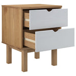 ZNTS Bedside Cabinet OTTA Brown&White 46x39.5x57cm Solid Wood Pine 348578