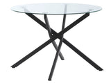 Dining Table with Clear Tempered Glass Top, Round Table with Metal Legs, Modern Kitchen Table for T3398P329932