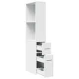 Narrow Bathroom Cupboard with Wheels White Engineered Wood 855295