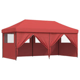 ZNTS Foldable Party Tent Pop-Up with 4 Sidewalls Burgundy 4004955