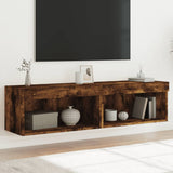 TV Cabinets with LED Lights 2 pcs Smoked Oak 60x30x30 cm 837136