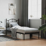 Metal Bed Frame without Mattress with Headboard Black 90x200cm 353432