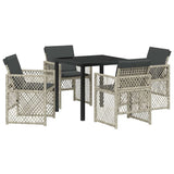 Garden Dining Set 5 pcs Light Grey Poly Rattan 3380637