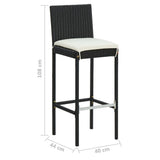 3 Piece Garden Bar Set with Cushions Poly Rattan Black 3095425