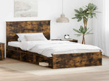 Bed Frame Smoked Oak 100 x 200 cm Solid Pine Wood 3411050