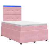 LED Box Spring Bed with Mattress Pink 120 x 200 cm Velvet 3456052