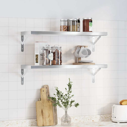 Wall Shelves 2 pcs 75x23.5 cm Silver Stainless Steel 3214507