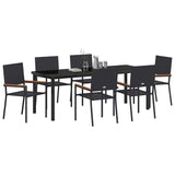 Garden Dining Set with Cushion 7 pcs Black Poly Rattan 3379707